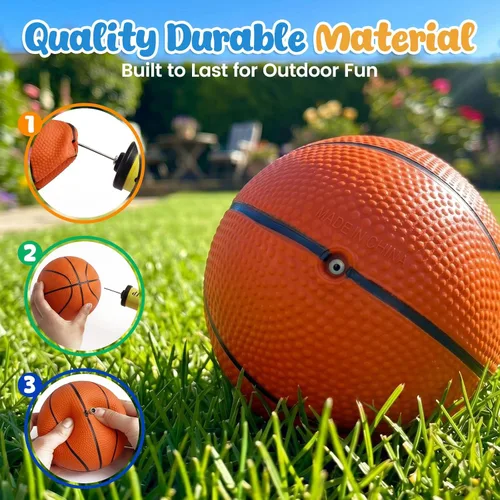 Miniatura 3 de Shindel 6 piezas de pelotas de baloncesto mini, pelotas de goma hinchables de 4.7 pulgadas con bomba para mini aro para niños, juego en interiores