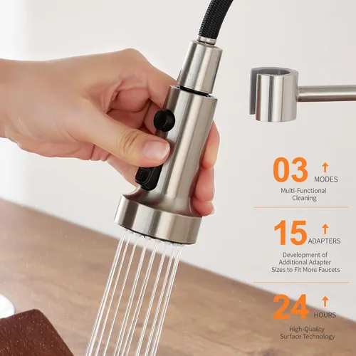 Miniatura 3 de TIORIY Cabezal Rociador Extraíble de Reemplazo - para Cabezal Rociador de Grifo de Cocina con 15 Adaptadores, Boquilla de Pulverización de Grifo