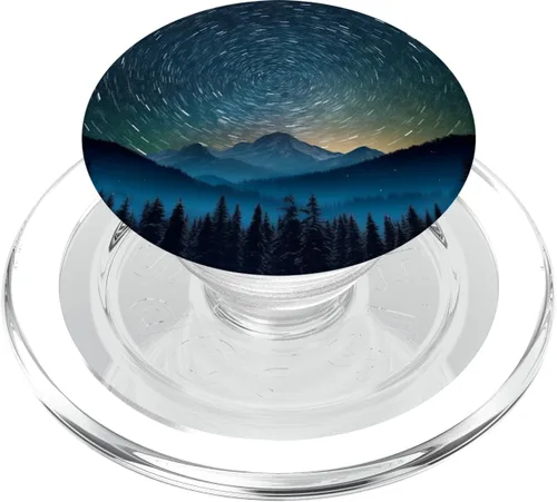 Miniatura 8 de PopGrip intercambiable con PopSockets de cielo lunar y galaxia azul en bosque de montaña
