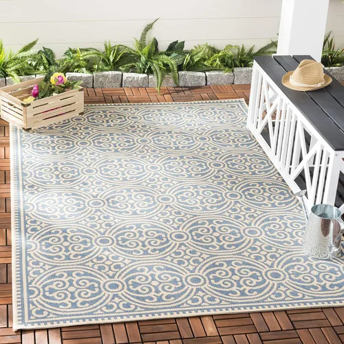 Miniatura 14 de SAFAVIEH Beach House Collection - Alfombra redonda, de 4 pies, color crema y azul, no desprende pelusa y de fácil cuidado, para interiores