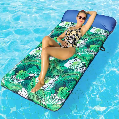 FindUWill Flotador inflable para piscina para adultos, 72 pulgadas XL, flotadores de piscina cubiertos de tela de gran tamaño para adultos con