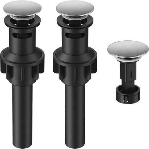 Miniatura 17 de Drenaje de lavabo de baño con desbordamiento, tapón universal para lavabo de baño, drenaje de plástico de drenaje rápido con colador 2 x negro mate