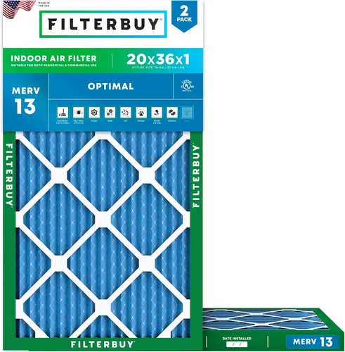 Miniatura 59 de Filterbuy Filtro de aire MERV 13 de 8 x 14 x 1 pulgadas, protección óptima contra el humo y la alergia (paquete de 2), filtros electrostáticos