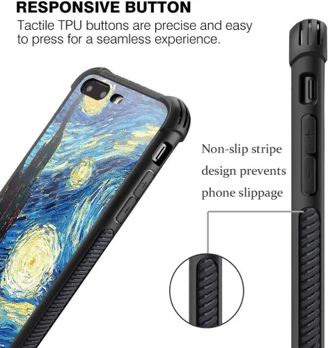 Miniatura 14 de Carcasa para iPhone 8 Plus, 9H de cristal templado para iPhone 7 Plus, para hombres y niños, diseño de patrón fresco a prueba de golpes, Grano