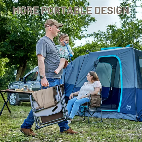 Miniatura 6 de Timber Ridge Silla de aluminio para directores de campamento con bolsillo para mesa lateral, silla plegable portátil, silla de césped resistente