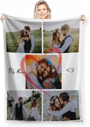 Miniatura 9 de Manta personalizada, manta personalizada, mantas de bebé para niñas y niños con collage de 1 a 9 fotos, cumpleaños para papá, mamá, niños, perros, 1