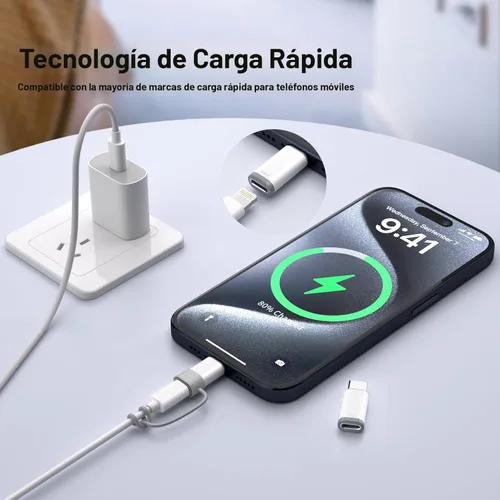 Miniatura 5 de Thousover Paquete de 4 adaptadores Lightning a USB C para iPhone 15/16/17 Pro/17 Pro Max, para cargador de iPhone 17/16, accesorios 17/16, carga