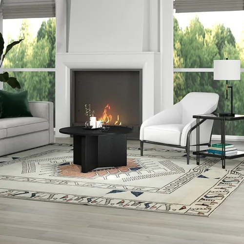 Miniatura 6 de Henn&Hart Mesa de centro redonda de madera con pedestal de 32 pulgadas para sala de estar, sala familiar, oficina o apartamento, grano negro Negro