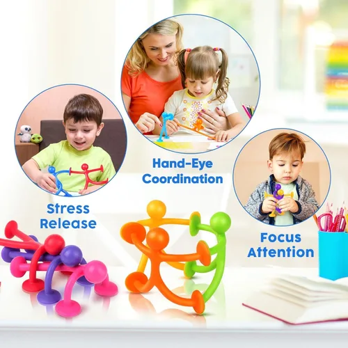 Miniatura 6 de Juguetes sensoriales de ventosa: paquete de 48 juguetes de ventosa con forma de personas, juguete antiestrés para niños con autismo, TDAH, de 3 años