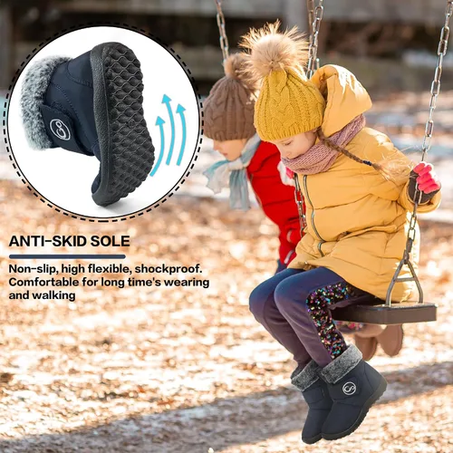 Miniatura 5 de FUDYNMALC Girls Boys Winter Snow Boots - Comfortable Warm Toddler Winter Shoes Waterproof Lightweight Kids Ankle Booties Outdoor Walking
