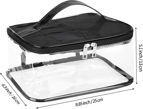 Miniatura 7 de HAOGUAGUA Bolsa de maquillaje transparente para cosméticos con compartimento para cepillos, portátil, impermeable, bolsa de aseo transparente