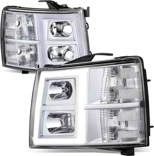 Miniatura 10 de DNA MOTORING HL-HPL-CSIL07-G2-CH-AM - Faro delantero de doble proyector LED DRL compatible con Chevy Silverado 2007-2014, cromo/ámbar