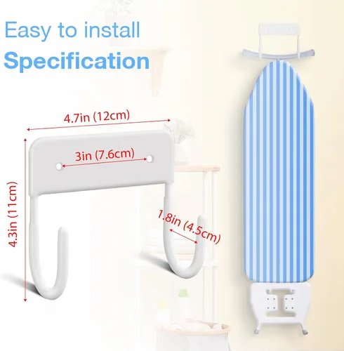 Miniatura 3 de Soporte de pared para tabla de planchar para cuarto de lavado, color blanco