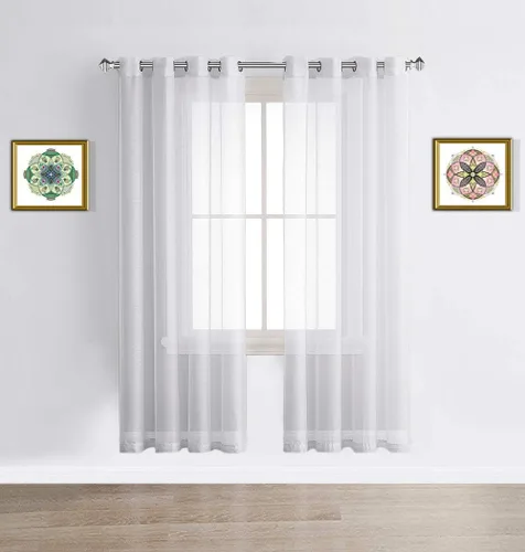 Miniatura 6 de Warm Home Designs Cortinas transparentes con ojales para habitación, cocina, habitación de los niños o sala de estar, 2 paneles con volados, de 54