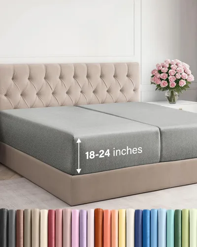 Miniatura 57 de Sábana bajera ajustable extra profunda tamaño completo – Sábana bajera individual de lujo para hotel únicamente – Se adapta fácilmente a colchones