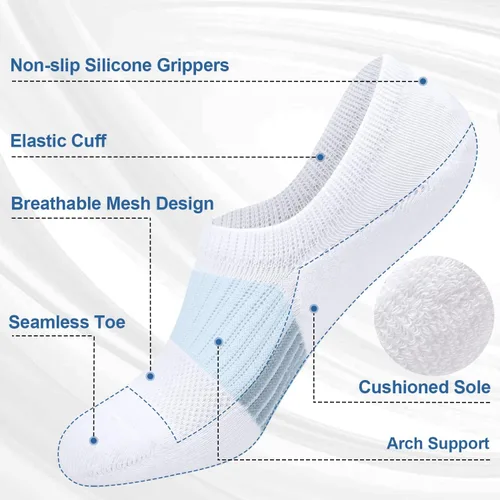 Miniatura 3 de Calcetines invisibles para mujer, acolchados, de corte bajo, atléticos, ocultos, para tenis, tobillos, calcetines invisibles para correr, 46 pares