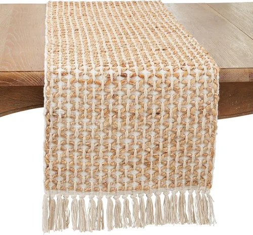 Miniatura 5 de Saro Lifestyle Camino de mesa de cuerda de yute natural, gris, 16 x 72 pulgadas