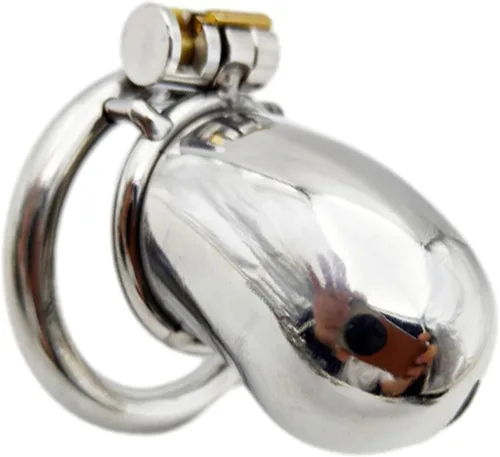 Jaula de castidad de metal de acero inoxidable, dispositivo de castidad masculina, jaula de polla, juguetes sexuales para hombres con bloqueo