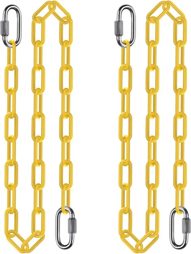 Miniatura 13 de 2 cadenas de columpio de 100 pulgadas con mosquetones, capacidad de 1000 libras, cadenas colgantes recubiertas resistentes, cadenas colgantes