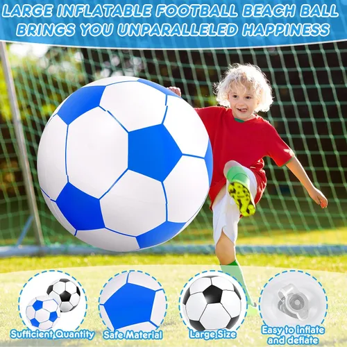 Miniatura 3 de Lewtemi 2 pelotas de fútbol inflables gigantes de 40 pulgadas, globos de playa grandes y enormes globos de fútbol, deporte, fiesta de cumpleaños