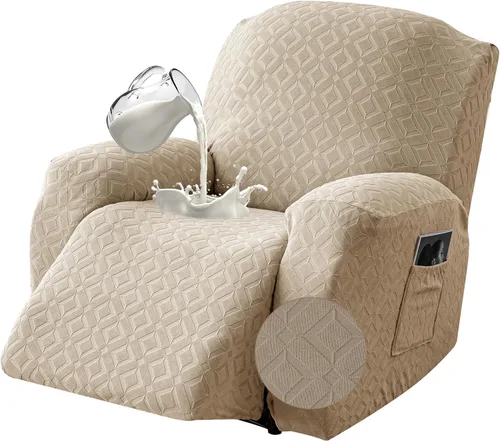 Miniatura 10 de Gennia Funda Impermeable para Sofá Reclinable, Fundas Elásticas para Sofá Reclinable con Bolsillos, Fundas Lavables para Sillón Reclinable Lazy Boy