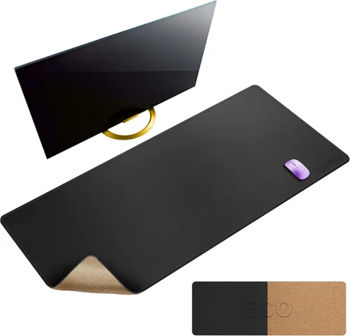 Miniatura 57 de MAIDERN Cubierta de mesa estrecha de 39.4" x 7.9", tapete reversible de cuero y corcho para mesa consola, protector de mesa largo y delgado