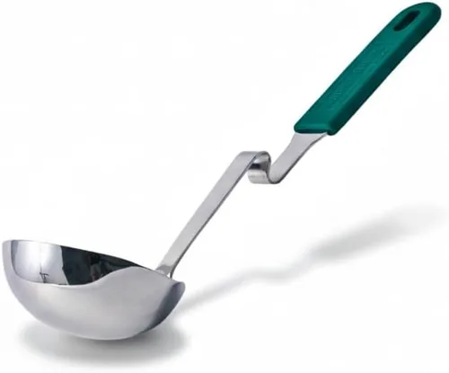 Miniatura 8 de Souper Cubes + Lori Greiner Cucharón de sopa sin desorden de acero inoxidable con mango de silicona - Cucharón de sopa de metal con diseño sin