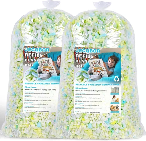 Miniatura 11 de Jecqbor Relleno de espuma viscoelástica triturada de 5 libras para silla puf, relleno premium para puf, relleno de espuma viscoelástica de alta