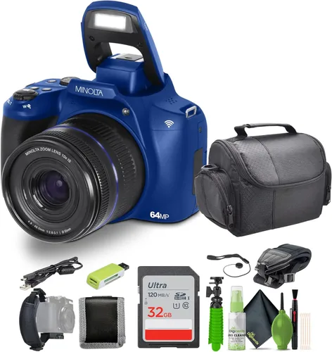 Miniatura 8 de Minolta Cámara digital de enfoque automático de 64 megapíxeles con zoom óptico de 10x, video 4K Ultra HD y disparo macro, paquete con tarjeta