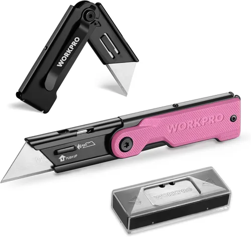 Miniatura 14 de WORKPRO Juego de cuchillos de bolsillo plegables de cambio rápido de 3 piezas con clip para cinturón