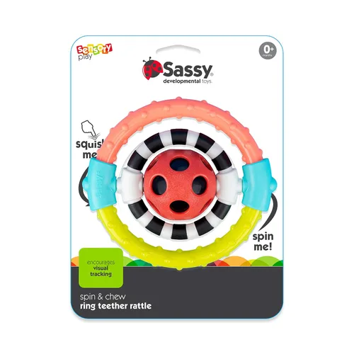 Miniatura 7 de Sassy Anillo flexible giratorio y masticable con giradores de doble acción, para mayores de 0 meses