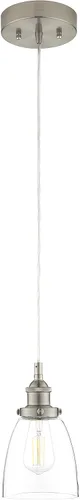 Miniatura 7 de Lámpara colgante Linea di Liara Fiorentino, estilo fábrica industrial con una pantalla de vidrio transparente, Plateado, LL-P281-LED-BN, 60.0watts