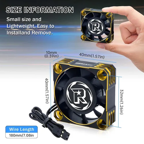 Miniatura 3 de Ventilador de refrigeración de motor de 40 mm 16000 RPM Ventilador ESC Ventilador de refrigeración RC para camión RC 1/5 1/6 40 mm de diámetro