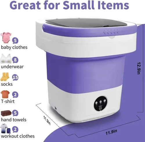 Miniatura 2 de Lavadora portátil de 16 litros – Mini lavadora plegable y secadora de centrifugado para ropa interior, ropa de bebé, calcetines, delicados, camping