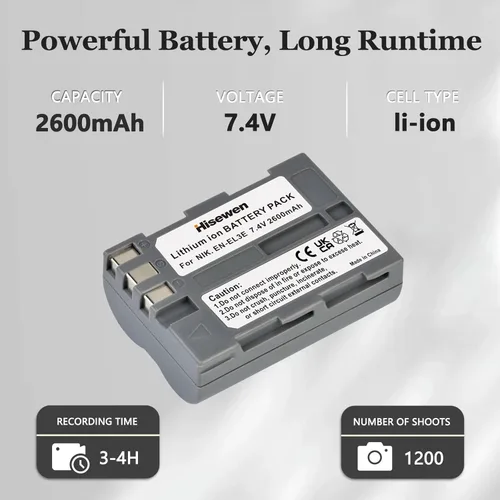 Miniatura 3 de EN-EL3e - Paquete de 2 baterías de 2600 mAh y cargador USB dual para cámaras réflex digitales Nikon D50, D70, D80, D90, D100, D200, D300, D300S, D700