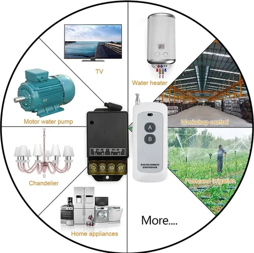 Miniatura 6 de QIACHIP Interruptor remoto inalámbrico de relé de 30 A, CA 110 V 120 V 240 V Relé RF interruptor con 656 pies de largo alcance