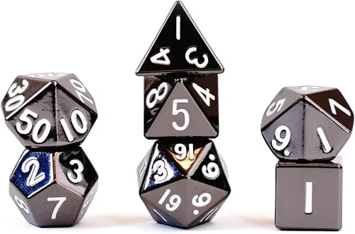 Miniatura 12 de FanRoll - Juego de dados poliédricos de metal de 0.630 in, plata antigua, dados de juego de rol para Calabozos y Dragones