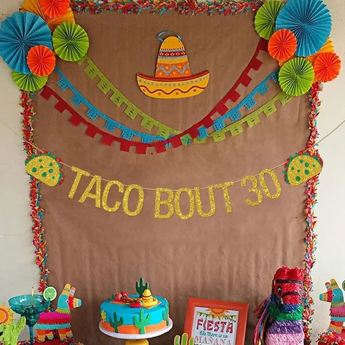 Miniatura 7 de Cartel de taco Bout 30, decoración de fiesta mexicana para fiesta de cumpleaños número 30 para hombres y mujeres, fiesta de cumpleaños 30
