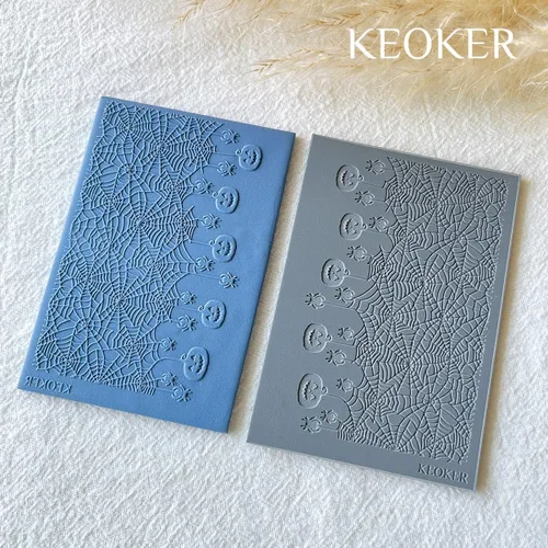 Miniatura 2 de Keoker Hoja de textura de arcilla polimérica para Halloween, tapete de textura de arcilla de Halloween para hacer aretes de joyería Hojas de textura