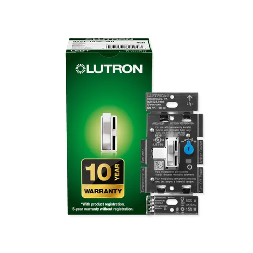 Lutron Ariadni/Toggler LED+ Interruptor Regulador de Luz para LED Regulable, Halógeno e Incandescente Interruptor Dimmer, 150W, Unipolar/3-Vías,