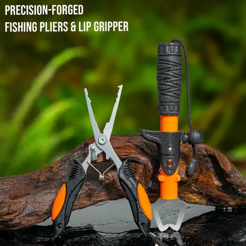 Miniatura 4 de THKFISH Combo de caña de pescar y carrete con mochila, kit de carrete giratorio de caña de pescar telescópica con señuelos de pesca, alicates y Kit