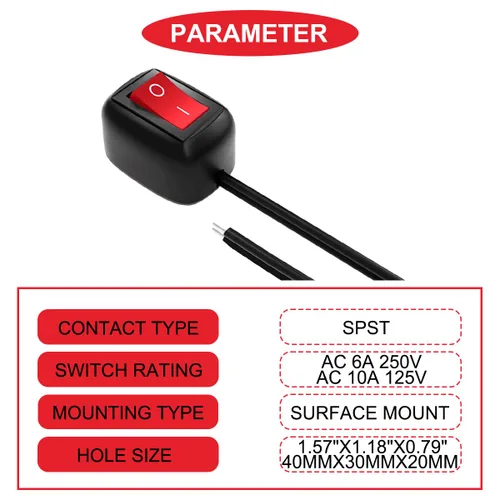Miniatura 2 de 2 unids interruptor tipo pasta interruptor basculante interruptor de encendido/apagado montaje en superficie DC 12V interruptor de botón LED