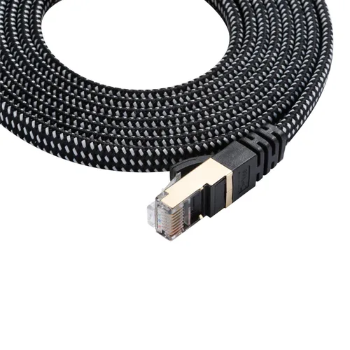 Miniatura 53 de Cable Ethernet Cat 7, DanYee, de nailon CAT7 de alta velocidad, profesional, chapado en oro, cables STP CAT 7 RJ45, cable Ethernet de 3 ft, 10 ft