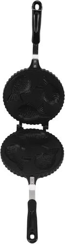 Miniatura 9 de Ciciglow Taiyaki - Molde para hacer panqueques en forma de pez, doble sartén, negro, 16.5 in x 7.7 in