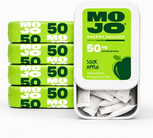Miniatura 19 de Bolsas de energía MOJO sabor frambuesa azul, 50 mg de cafeína por bolsita, 15 bolsitas, paquete individual