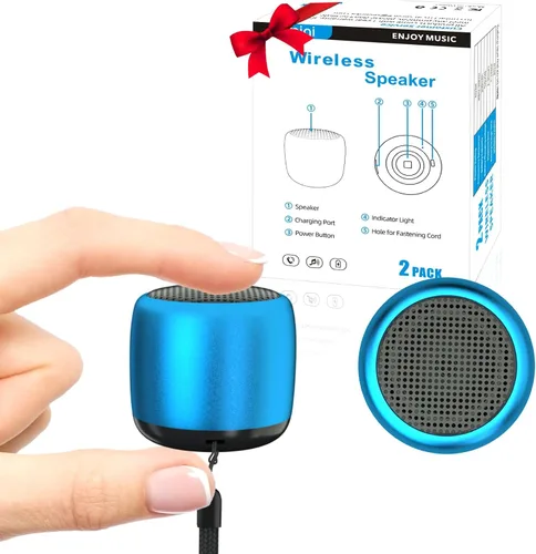 SEVENKA 2 mini altavoces, altavoces inalámbricos pequeños portátiles de 3 W con cordón, resistente al agua, emparejamiento estéreo inalámbrico, mini
