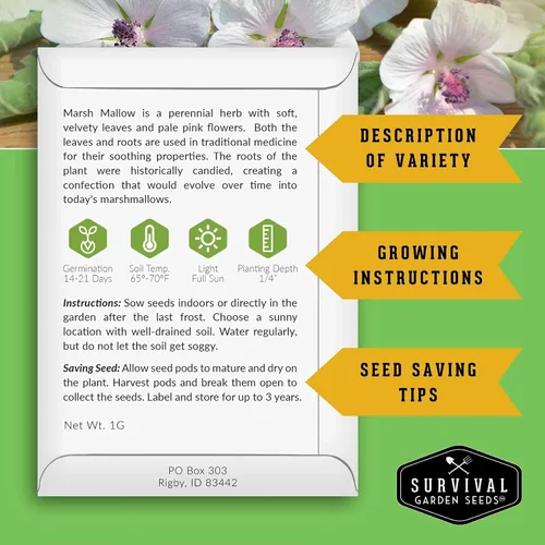 Miniatura 2 de Semillas de malvavisco para plantar, semillas de jardín de supervivencia (paquete de 1) Marsh Mallow Medicinal Herb, Althaea Officinalis