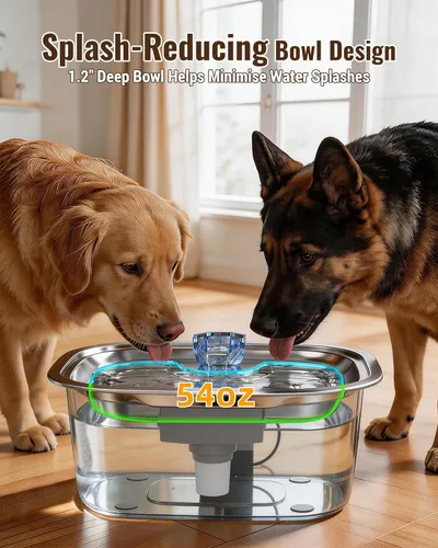 Miniatura 7 de PETNF Fuente de agua de acero inoxidable de 3 galones para perros grandes, dispensador de tazón de agua para perros con 2 filtros, ventana de agua