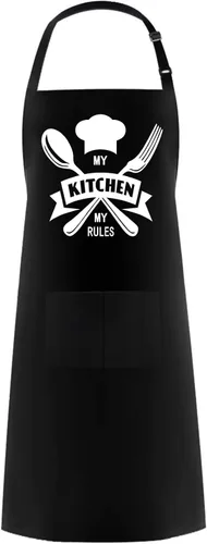 Miniatura 3 de Hyzrz Divertidos delantales ajustables para panadero con bolsillo para cocinero, parrilla, barbacoa, delantal de chef, regalos para el día del Negro