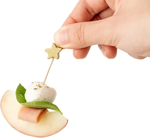 Miniatura 9 de Restaurantware Pinchos de comida de 3.5 pulgadas, 1000 palitos de canapé con estrella dorada, resistentes, desechables, de madera de bambú